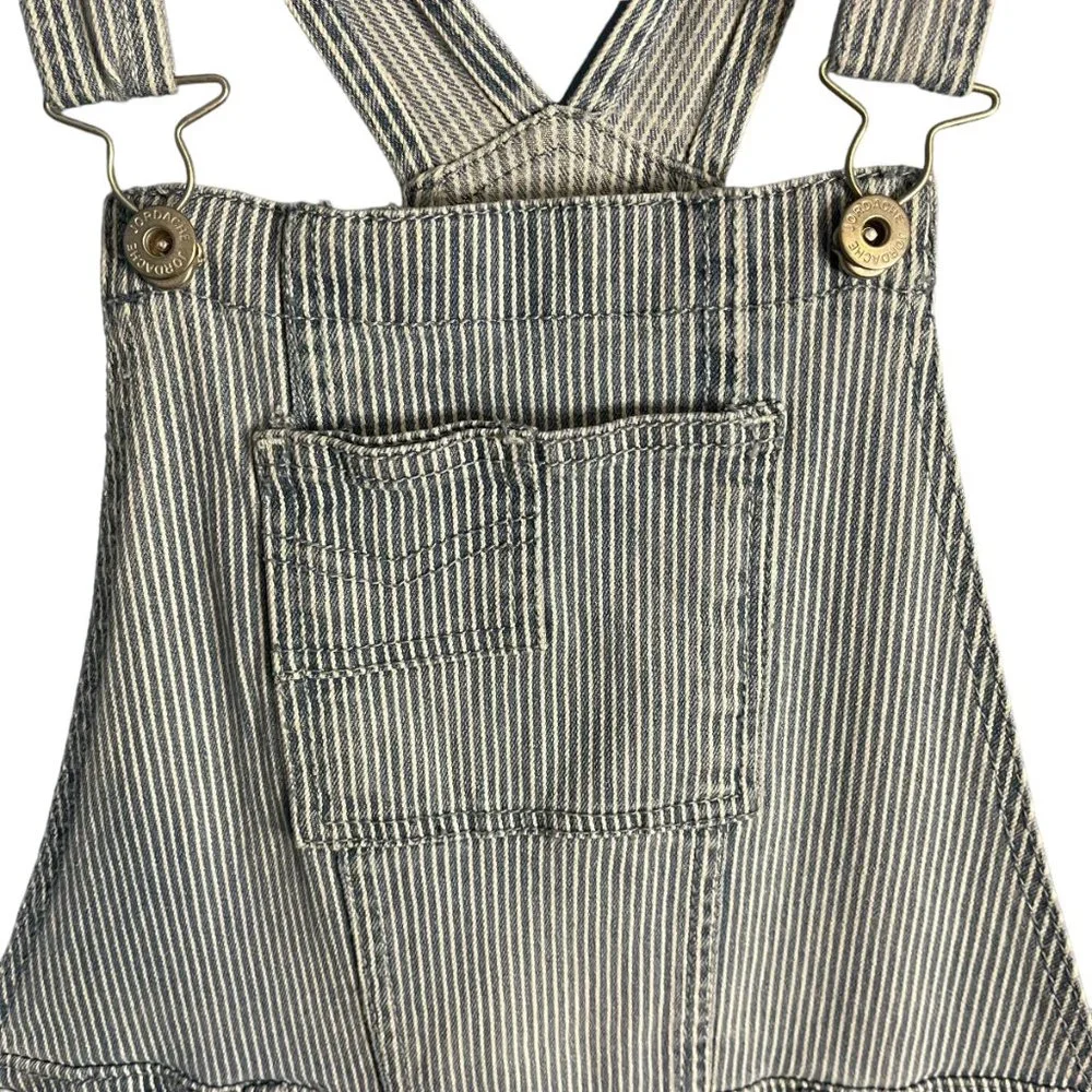 Vintage Jordache Kids Girls Blue White‎ Stripe Bib Overalls XL (14-16)